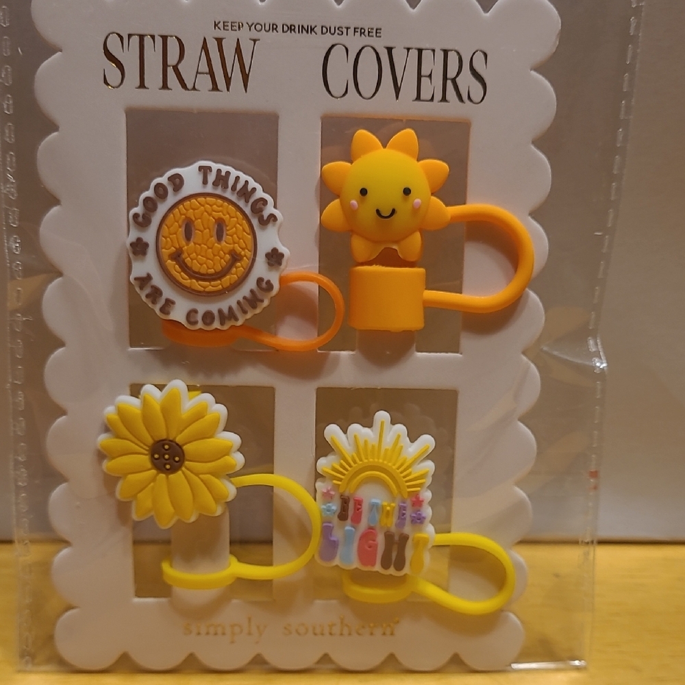 Simply Southern Sunflower and Smiley Straw Covers - Orange and Yellow